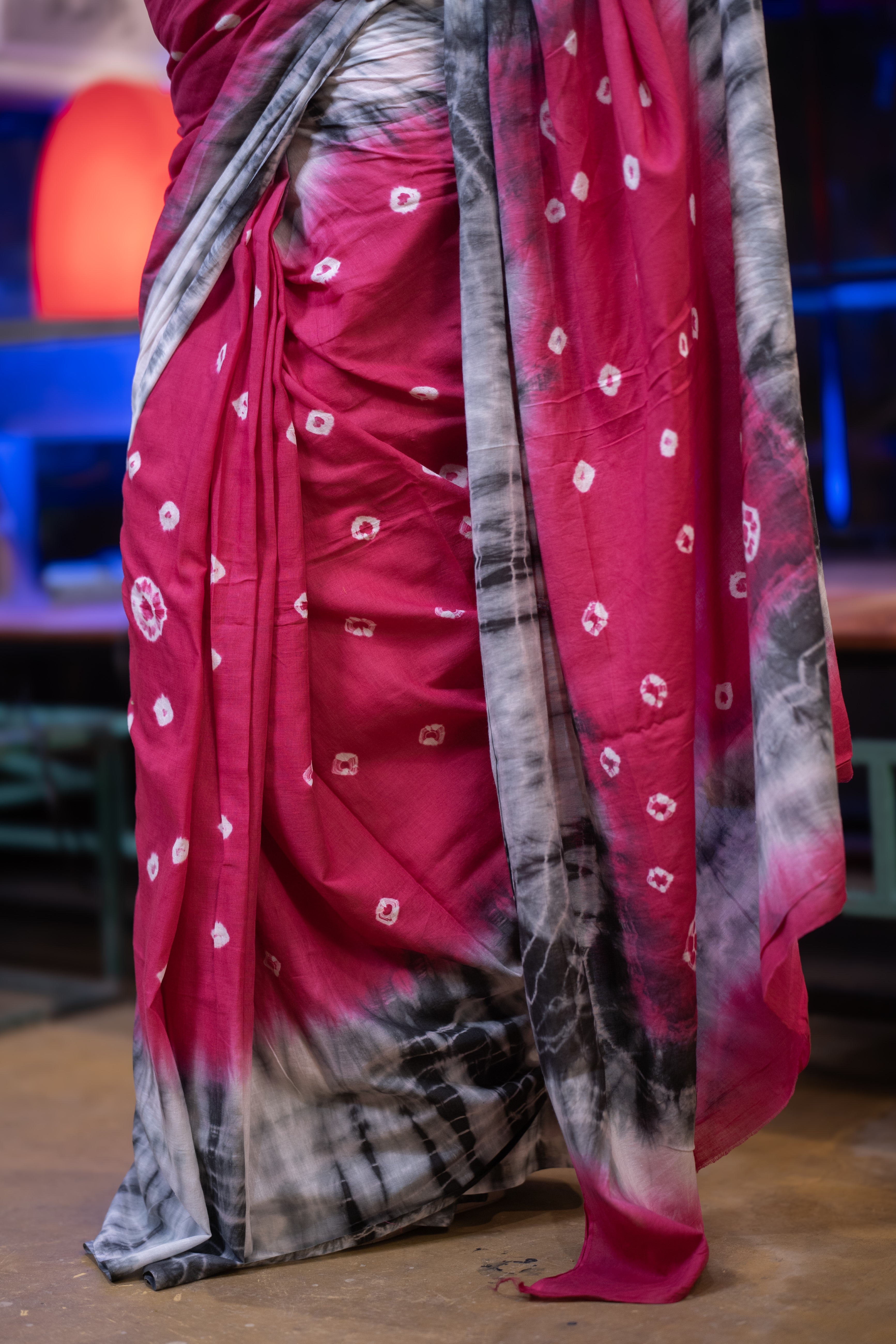 Bandhani Mulmul Cotton Saree- Rani
