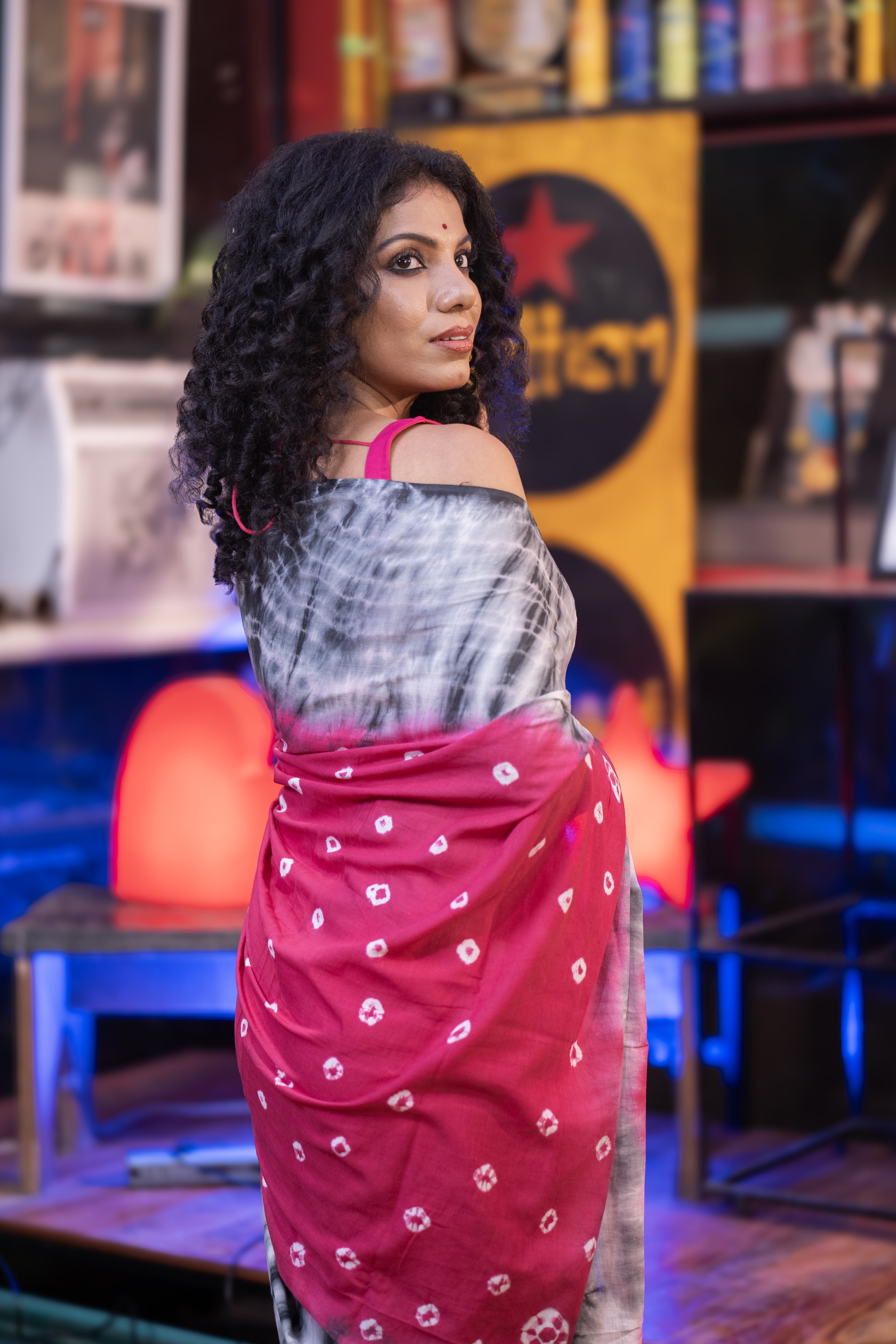 Bandhani Mulmul Cotton Saree- Rani