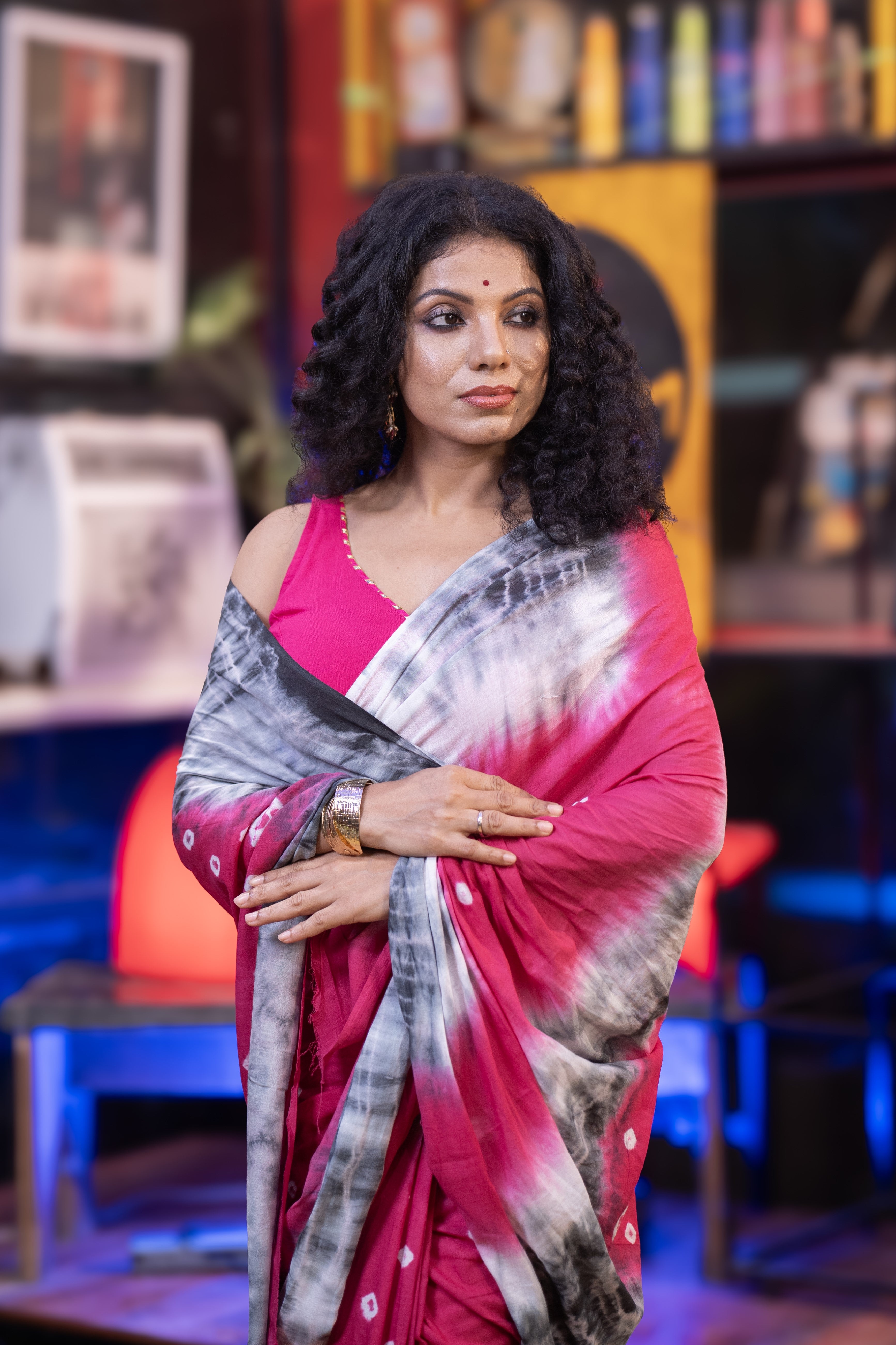 Bandhani Mulmul Cotton Saree- Rani