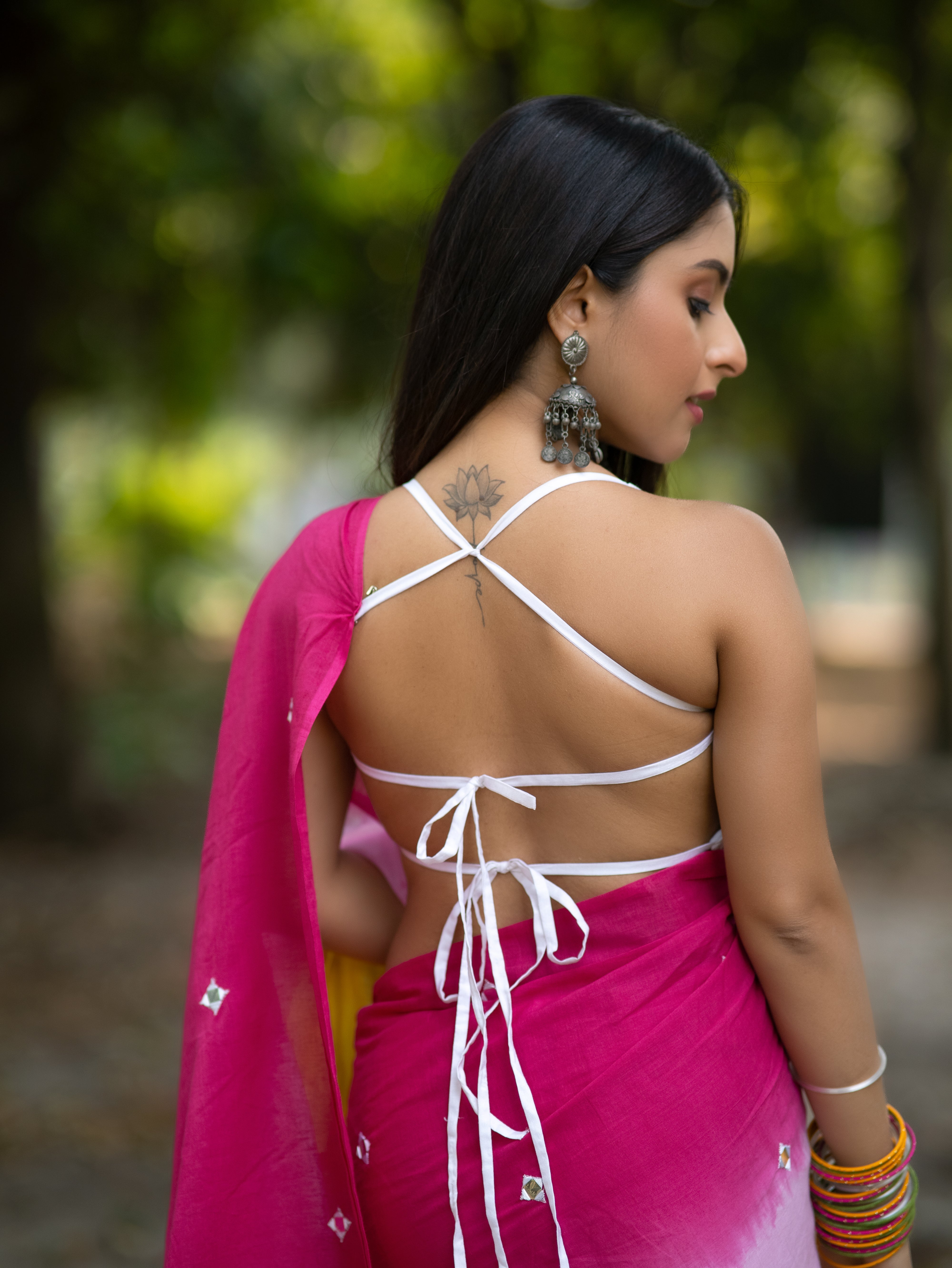 Pure Mul Cotton Mirror Work Saree-multicoloured