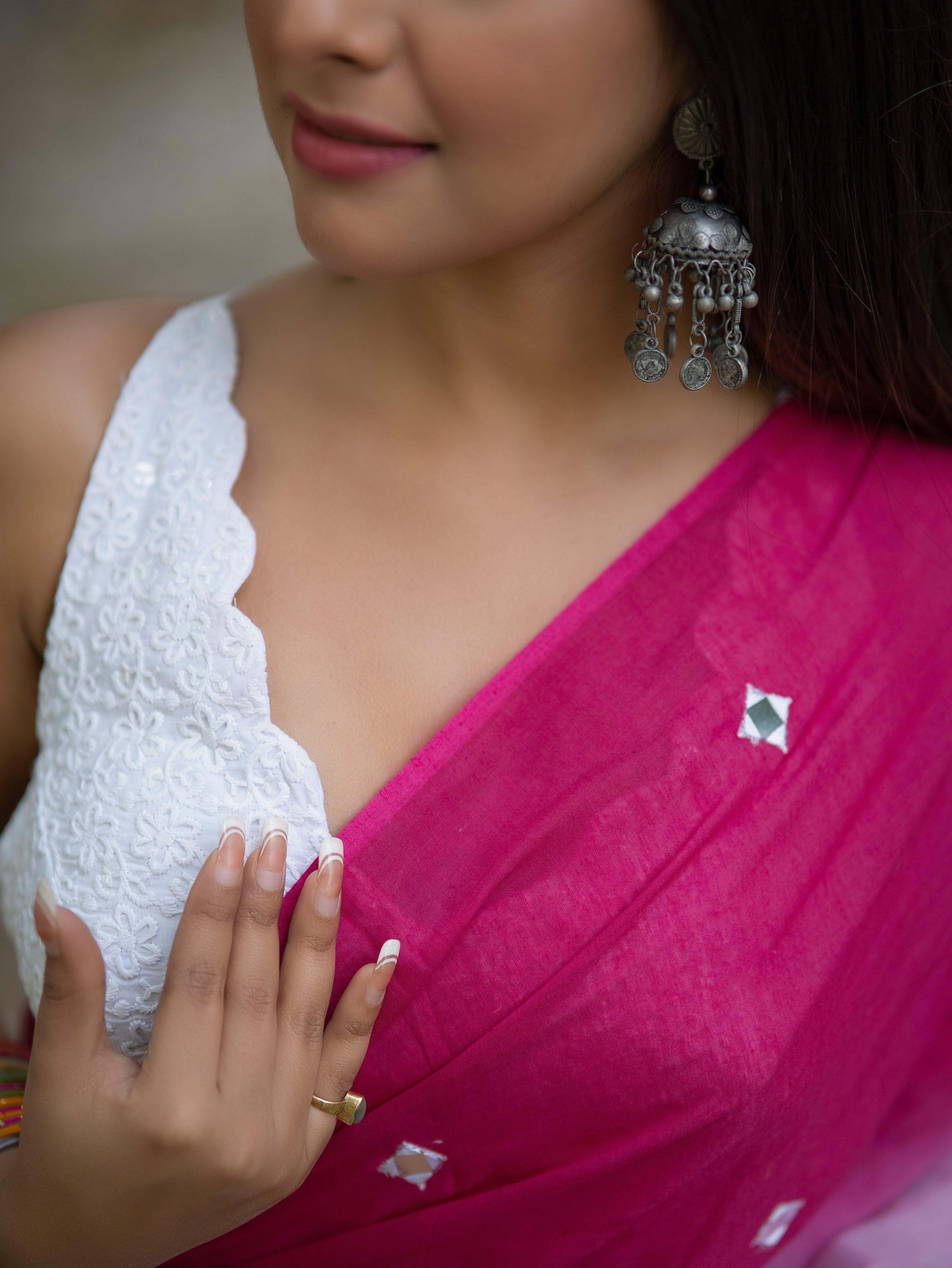 Pure Mul Cotton Mirror Work Saree-multicoloured