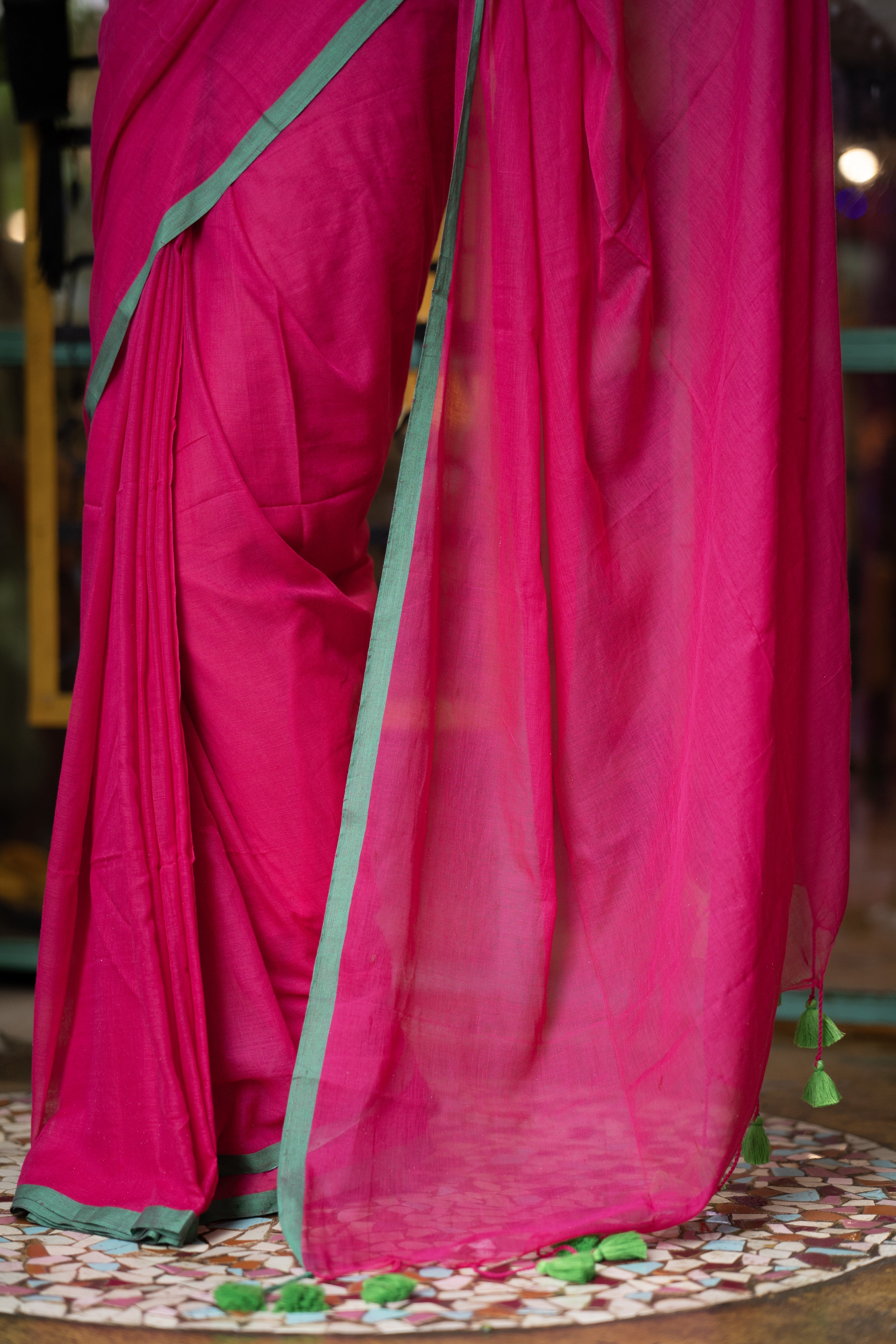 Pure Mulmul Cotton Saree - Rani