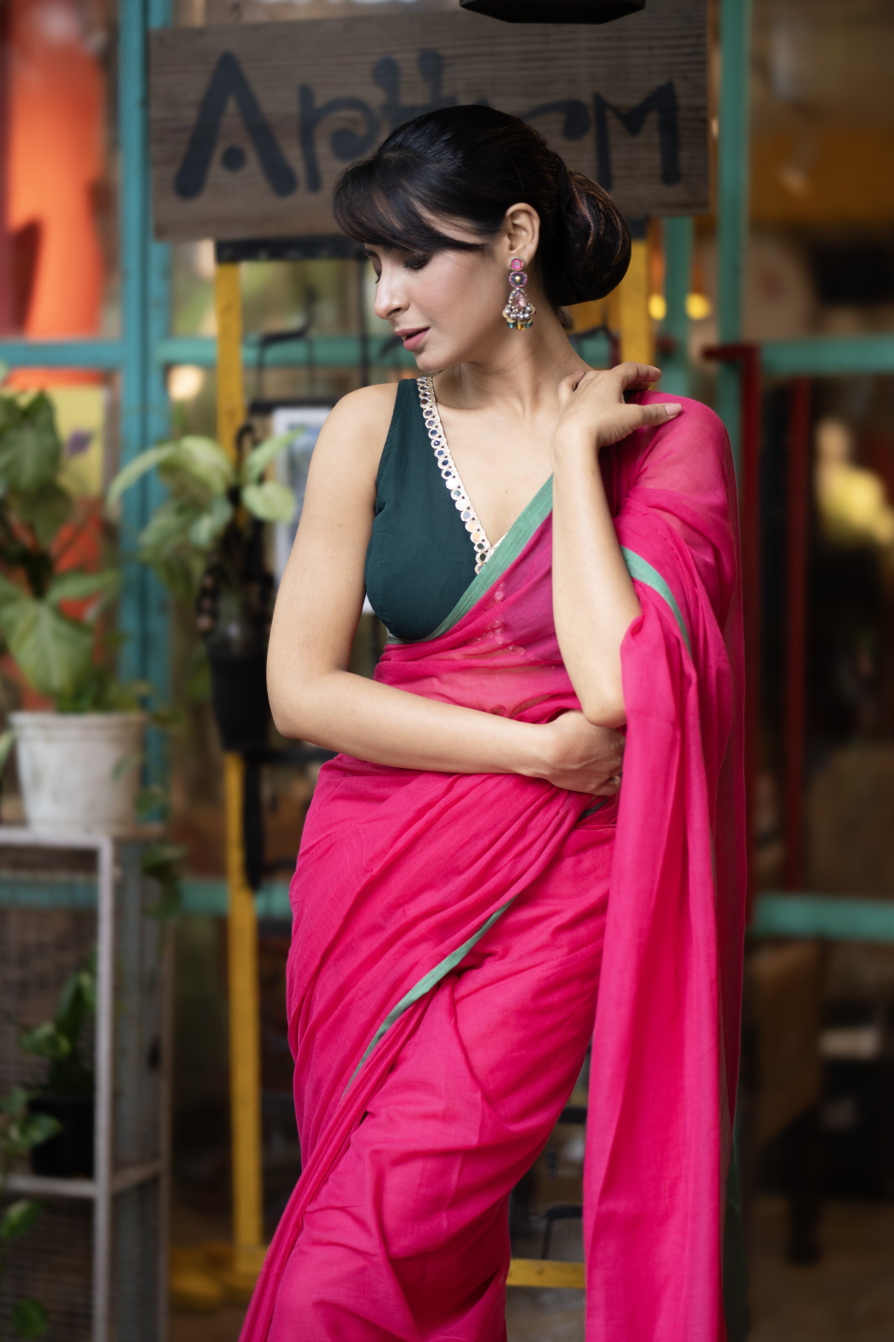 Pure Mulmul Cotton Saree - Rani