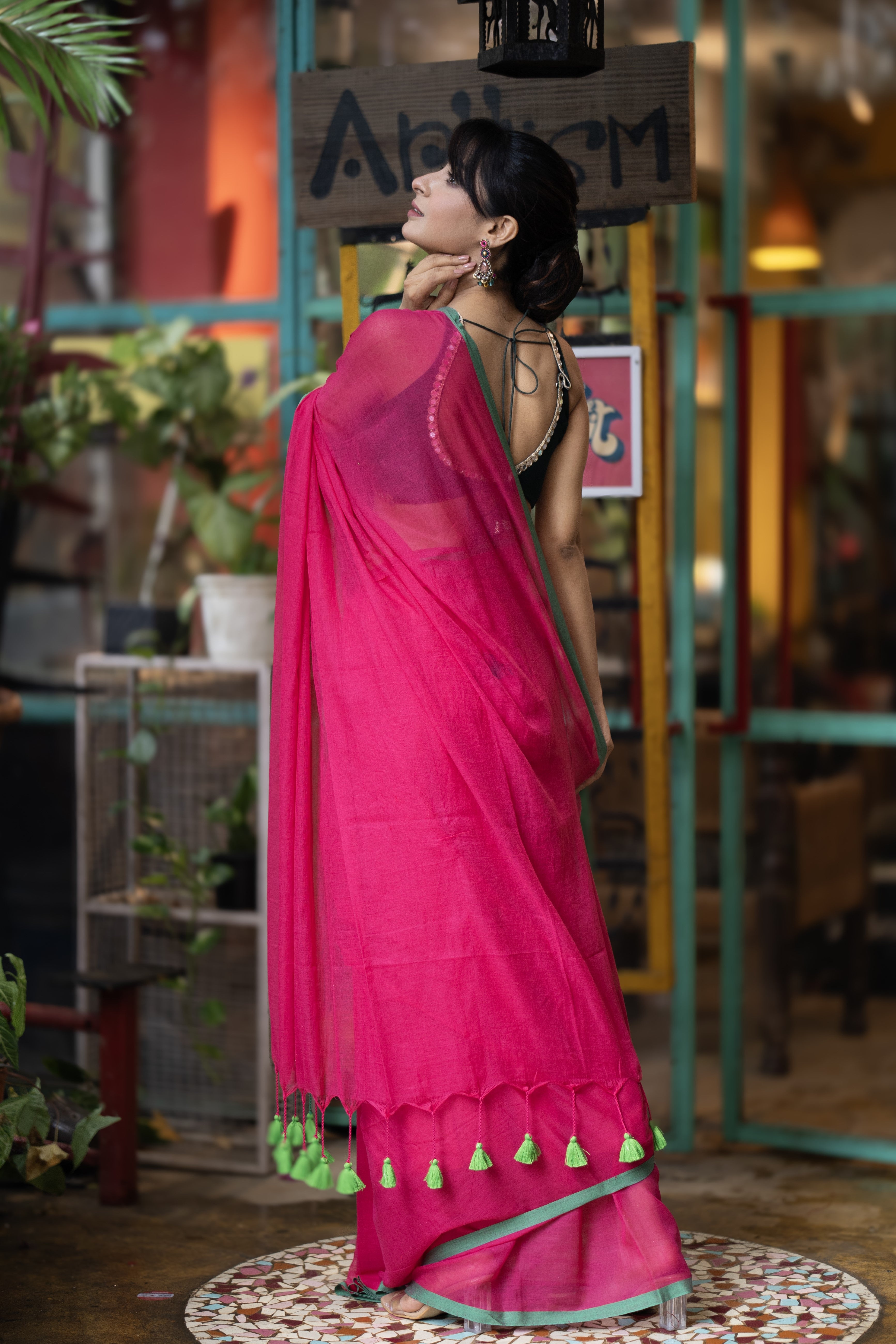 Pure Mulmul Cotton Saree - Rani
