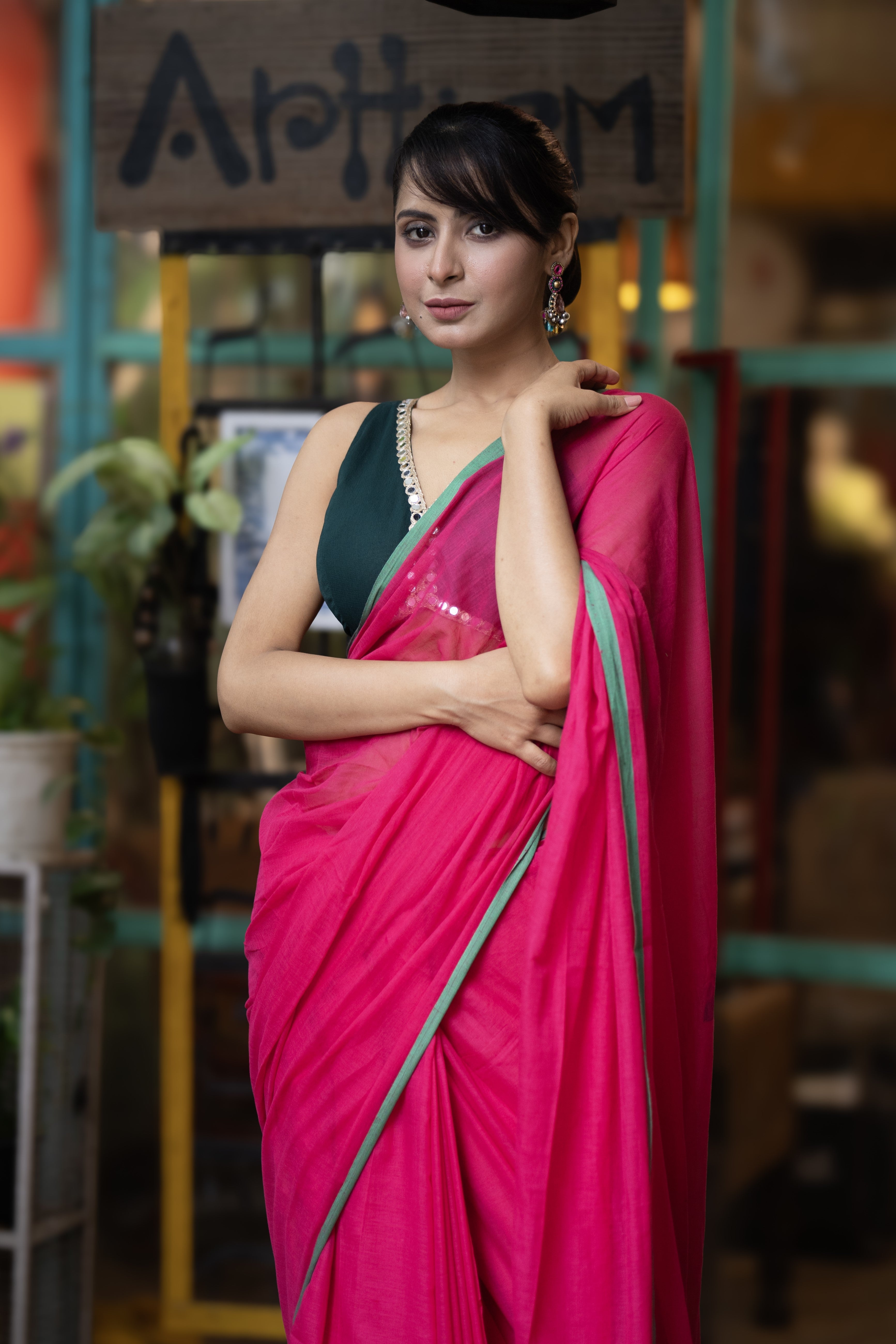 Pure Mulmul Cotton Saree - Rani