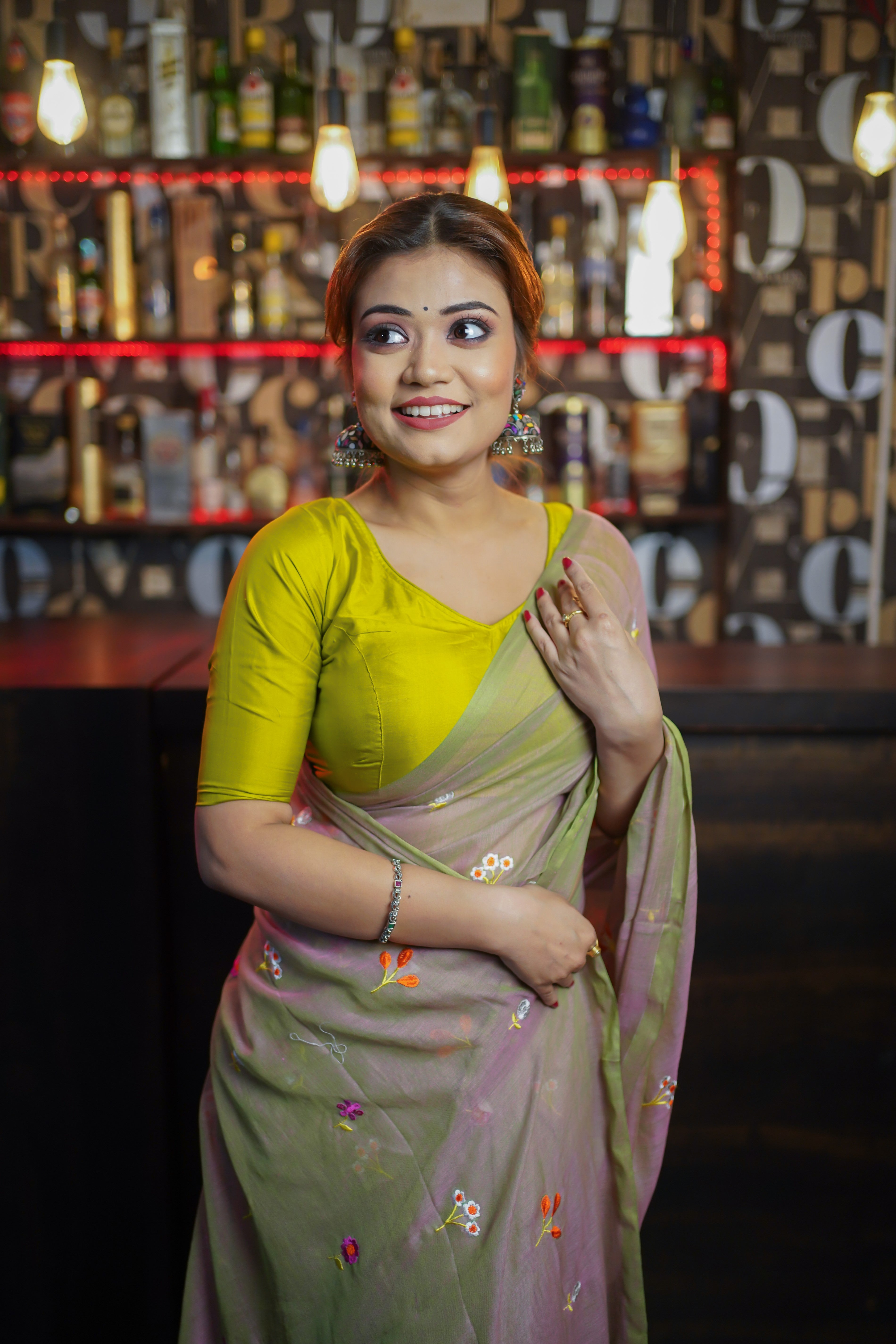 Sand Embroidered Mul Mul Cotton Saree